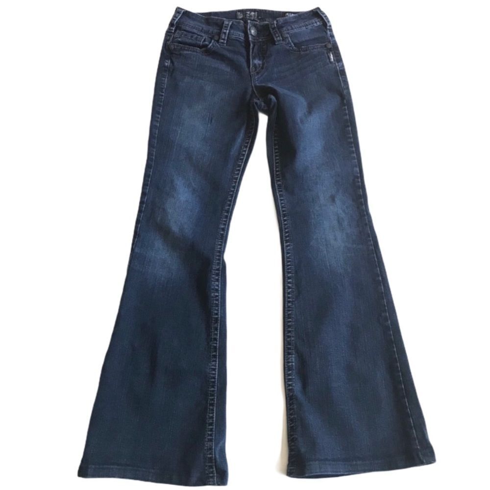 Silver Jeans Suki Mid Flare Jeans Blue Denim Mid Rise Pants W27 L30